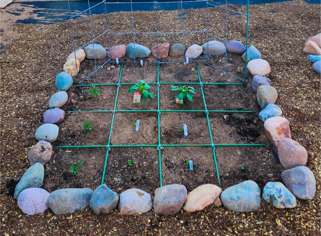 Sunken Square Garden Beds Step Six: Add a Square Foot Garden Grid and Border