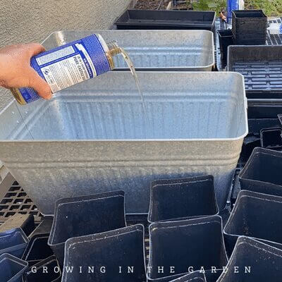 Fill the large tub with water and add a mild detergent. 