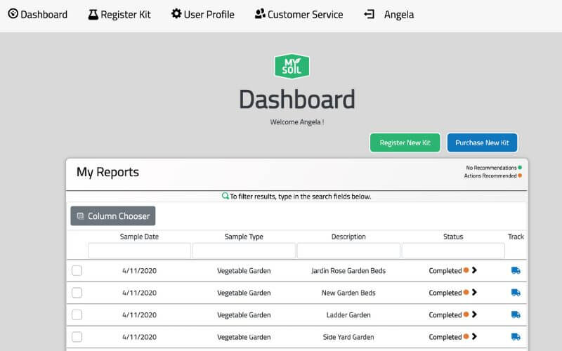 Once you send off your kit, use the registration forms to register the kit(s) at mysoiltesting.com. Use the portal to track your test. 