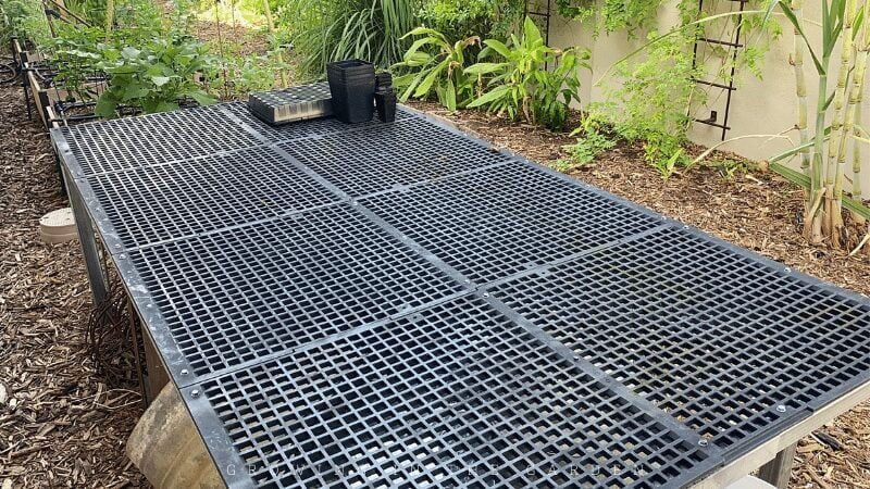 You’ll need an area (size depends on the number of seed starting supplies) to spread out and spray off the supplies.